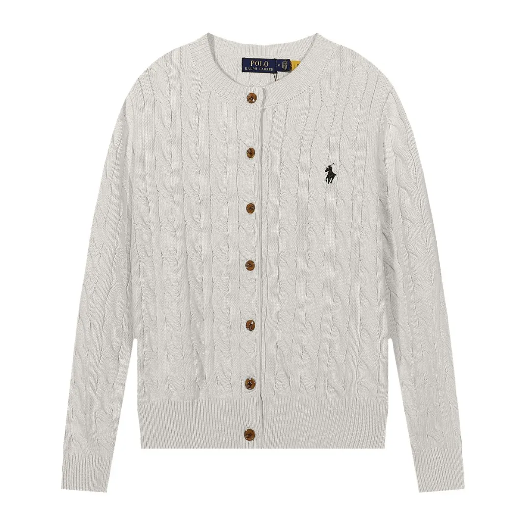 P230 The highest quality in the market, you can scan the code. Import and export version Lauren Ralph Lauren cardigan embroidered sweater. 100% pure cotton yarn wool. Shrunk. Guaranteed no pilling. No deformation. Size: XS S M L. Color: black, off-white, gray, khaki, pink, yellow, red.
